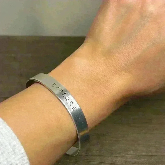 Adventures Silver Tone Cuff Bangle Bracelet “Explore” - Picture 1 of 3